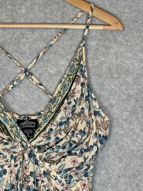 Angie Sleeveless Spaghetti Strap Floral Twist Front Maxi Dress-Women Size Medium
